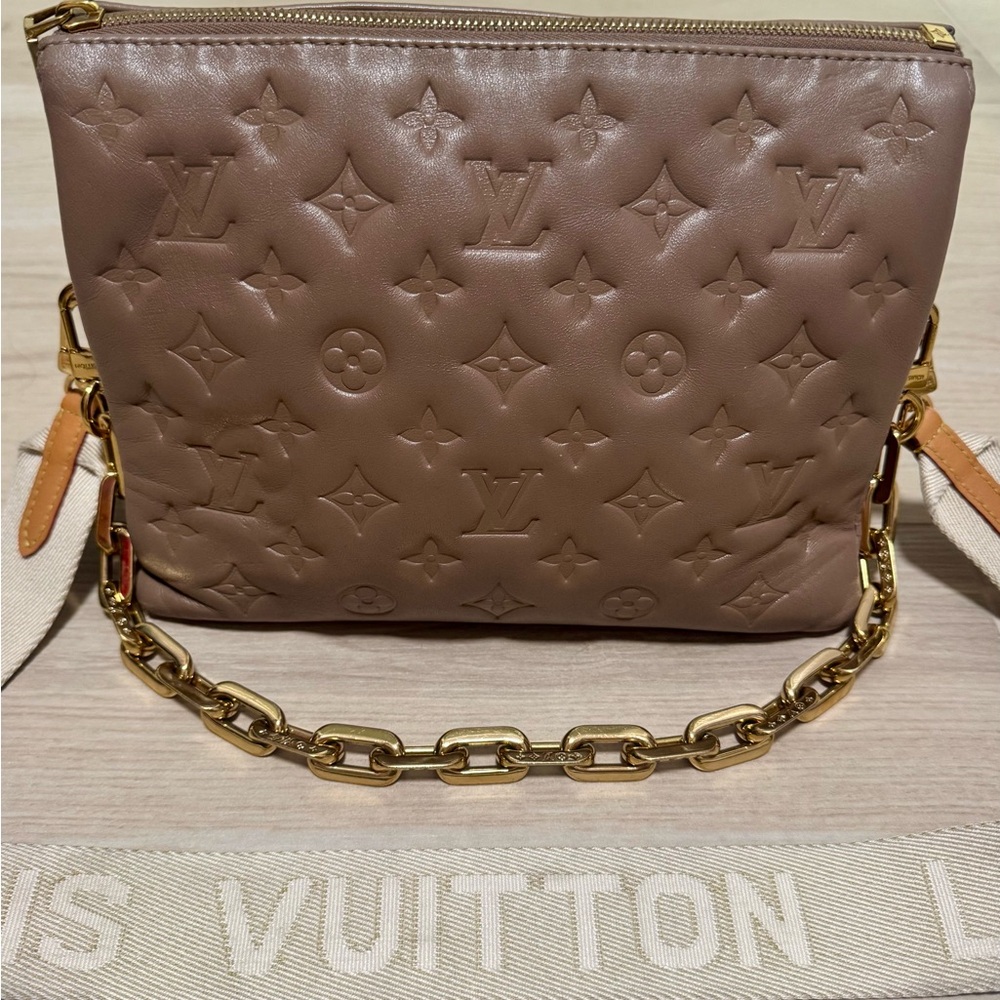 Louis Vuitton Brown Crossbody Bag with Gold Accents